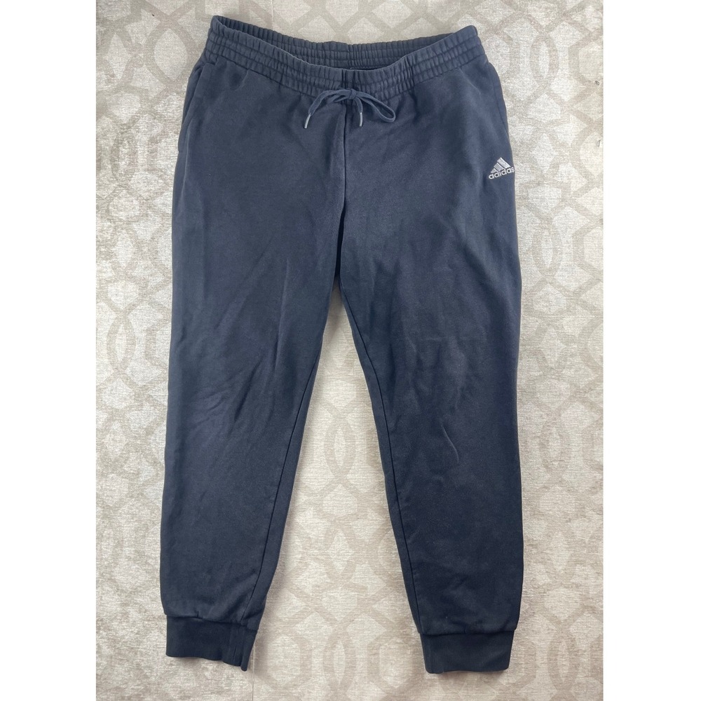 Adidas Essentials Linear Logo Joggers Mens XL Black Fleece Tapered Sweatpants